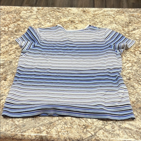 Studio Works Women's Blue and White Striped Tee - Picture 3 of 3